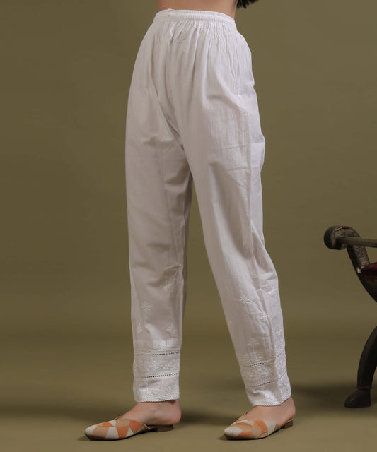 NEA Chikankari Straight Lacewaork Pant