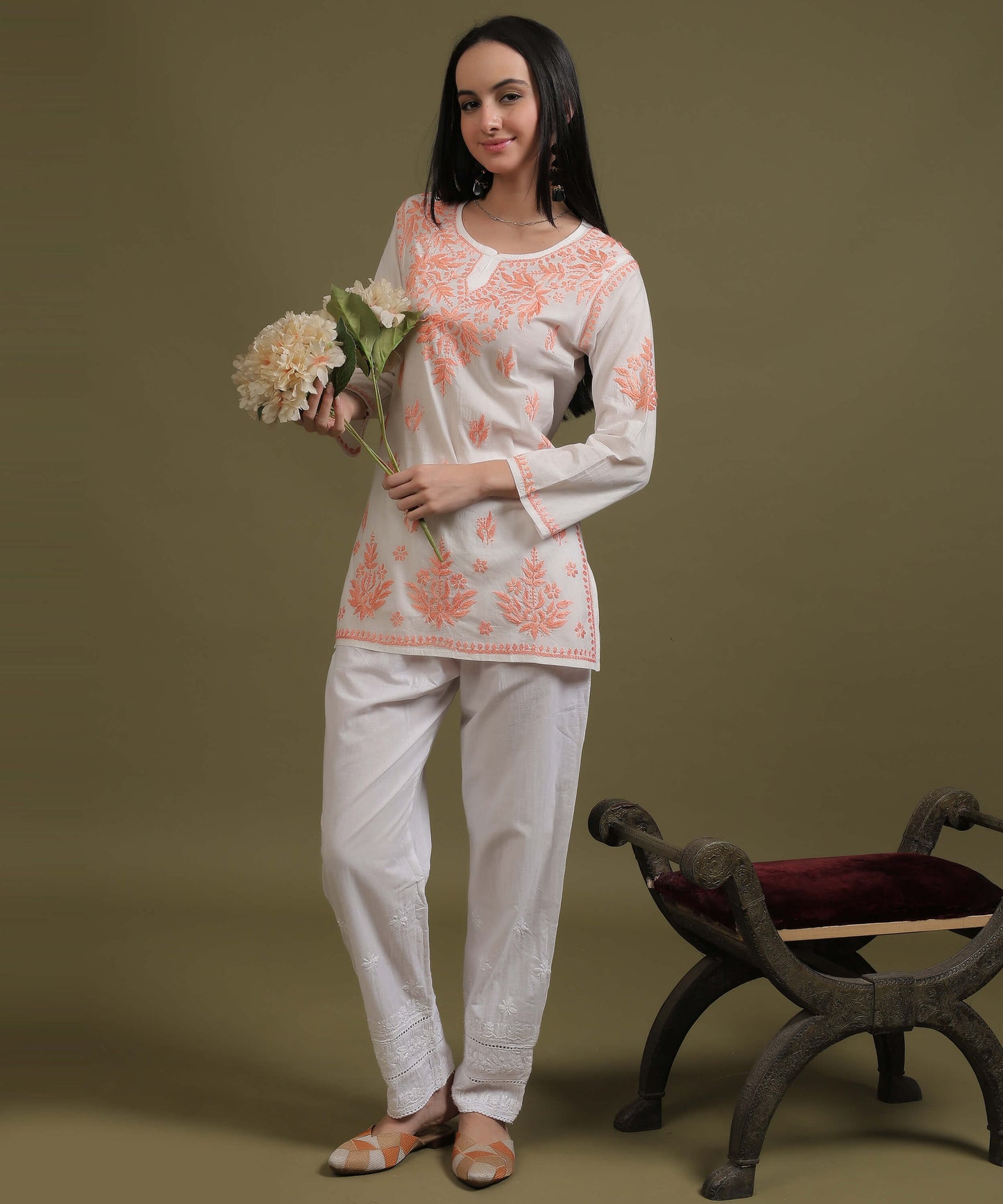 NEA Chikankari Straight Lacewaork Pant