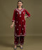 NEA Chikankari Lucknowi Handcrafted Velvet Kurta Set - Maroon