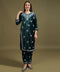 NEA Chikankari Lucknowi Hand Embroidered Velvet Kurta Set - Bottle Green