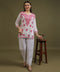NEA Chikankari White Cambric Cotton Short Kurti With Pink Embroidery