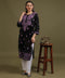 NEA Chikankari Black Cotton Kurti With Purple Embroidery