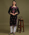 NEA Chikankari Black Rayon Kurti With Red Embroidery