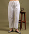 NEA Chikankari Embroidered White Cotton Palazzo Pant