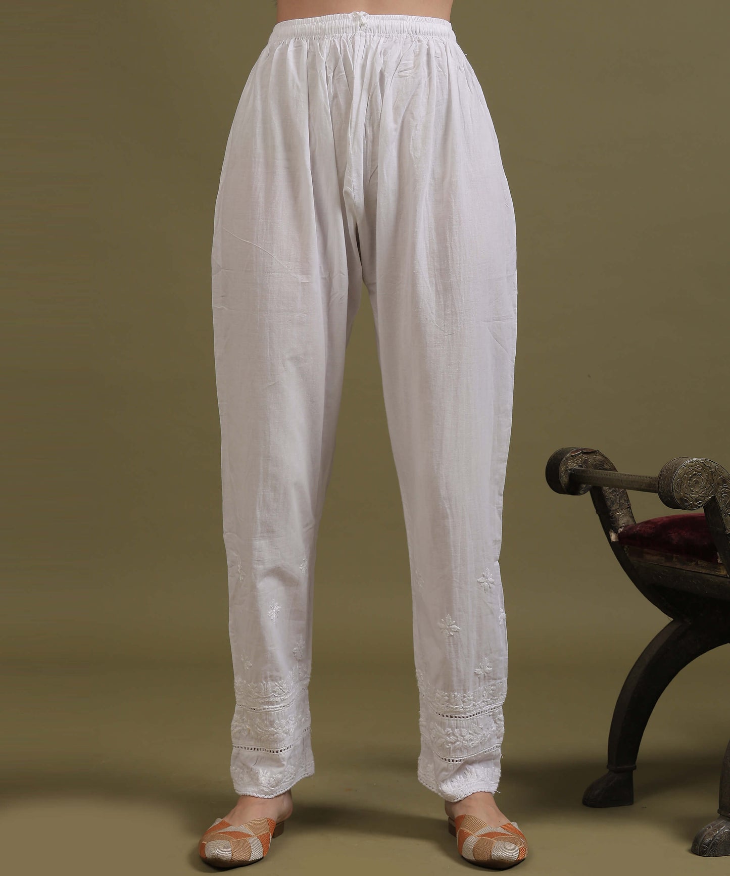 NEA Chikankari Straight Lacewaork Pant