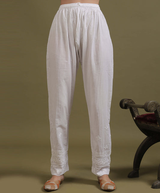 NEA Chikankari Straight Lacewaork Pant