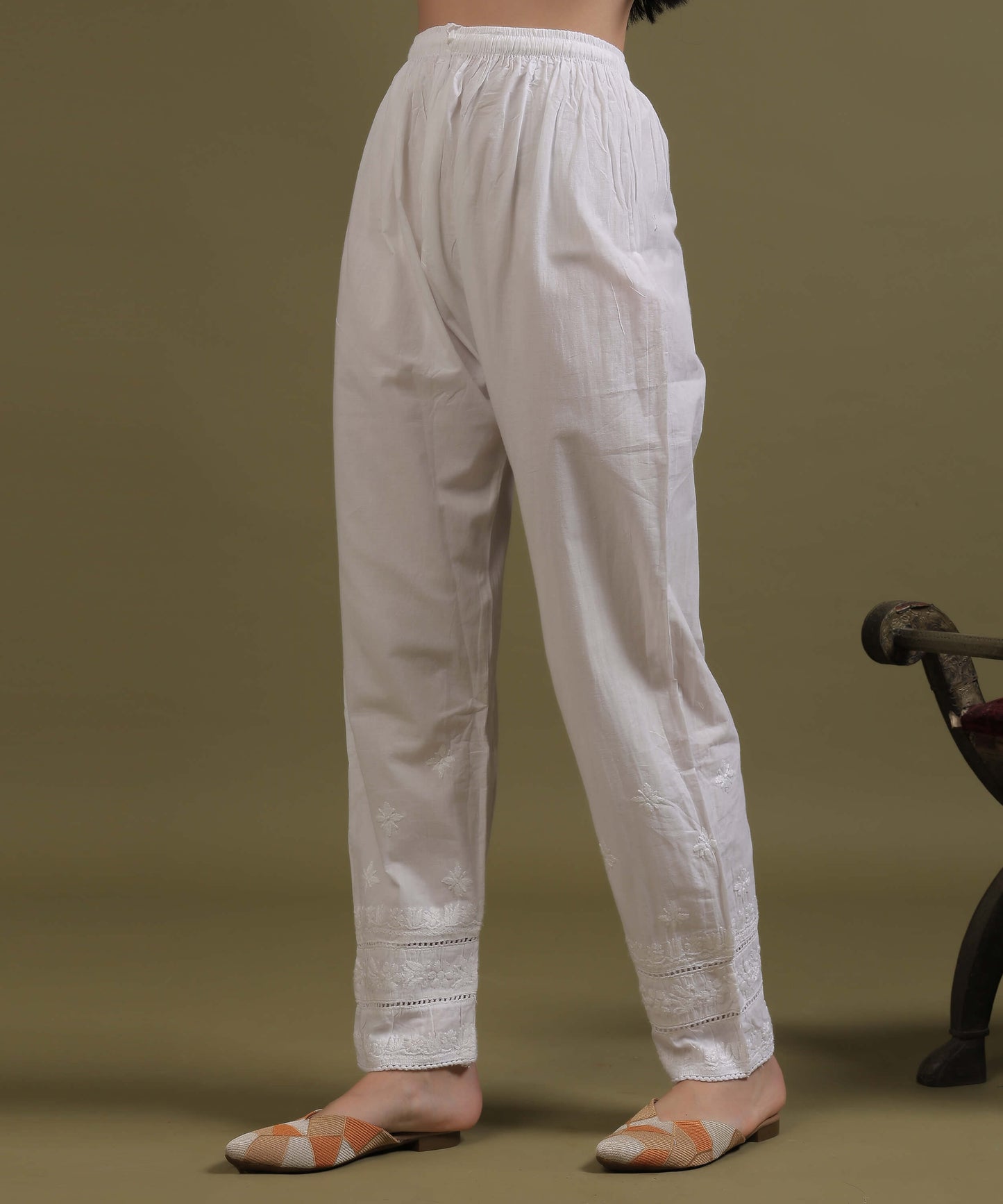 NEA Chikankari Straight Lacewaork Pant