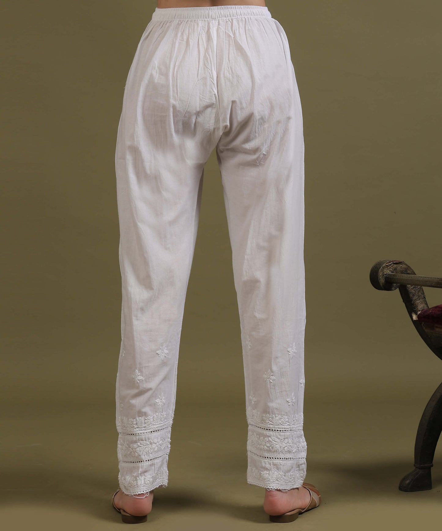 NEA Chikankari Straight Lacewaork Pant