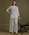 NEA Chikankari White Cambric Cotton Short Kurti With Sky Blue Embroidery