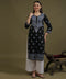 NEA Chikankari Black Cotton Kurti With Shaded Cobalt Blue Embroidery