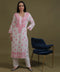 NEA Chikankari White Cotton Kurti With Shaded Pink Embroidery