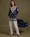 NEA Chikankari Navy Blue Rayon Short Top With White Embroidery