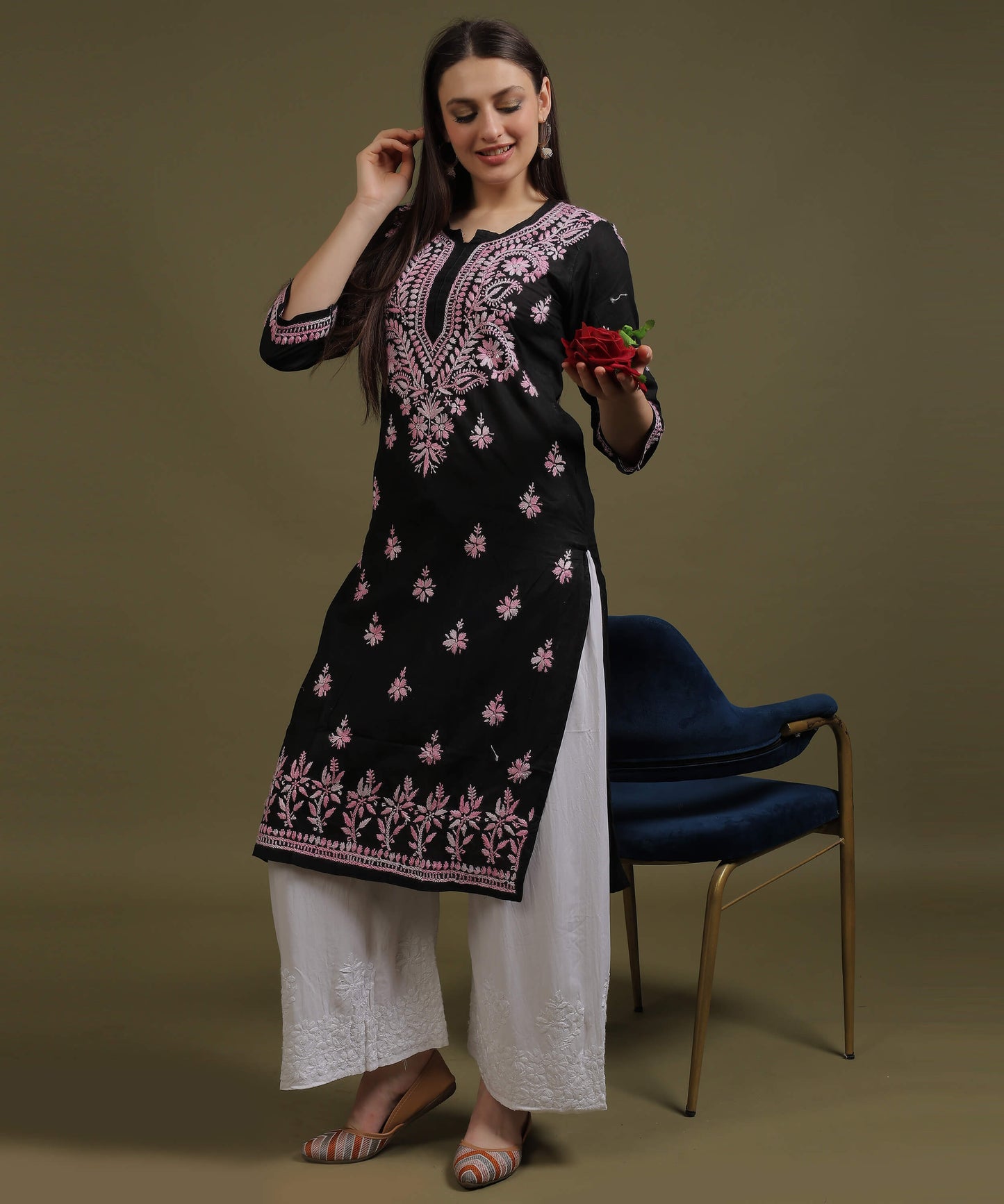 NEA Chikankari Straight Palazzo Plus Size