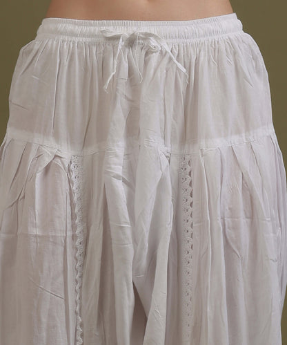 NEA Chikankari White Cambric Cotton Tulip Pant