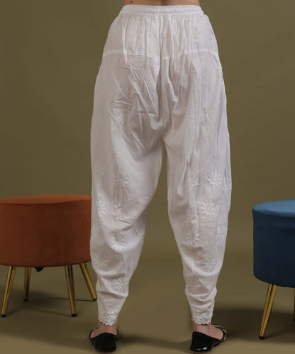 NEA Chikankari White Cambric Cotton Tulip Pant