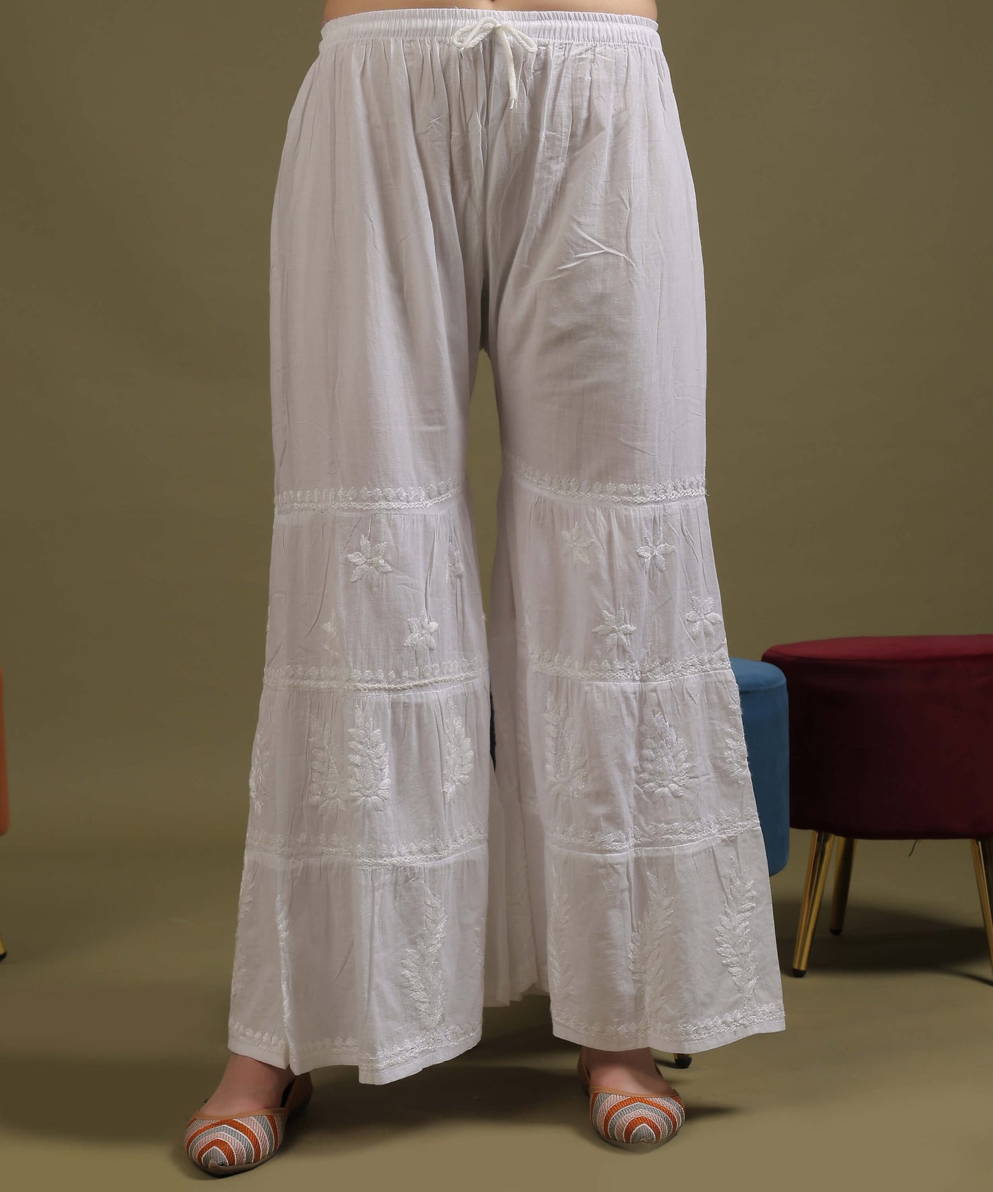 NEA Chikankari Cotton Three Layer Gharara
