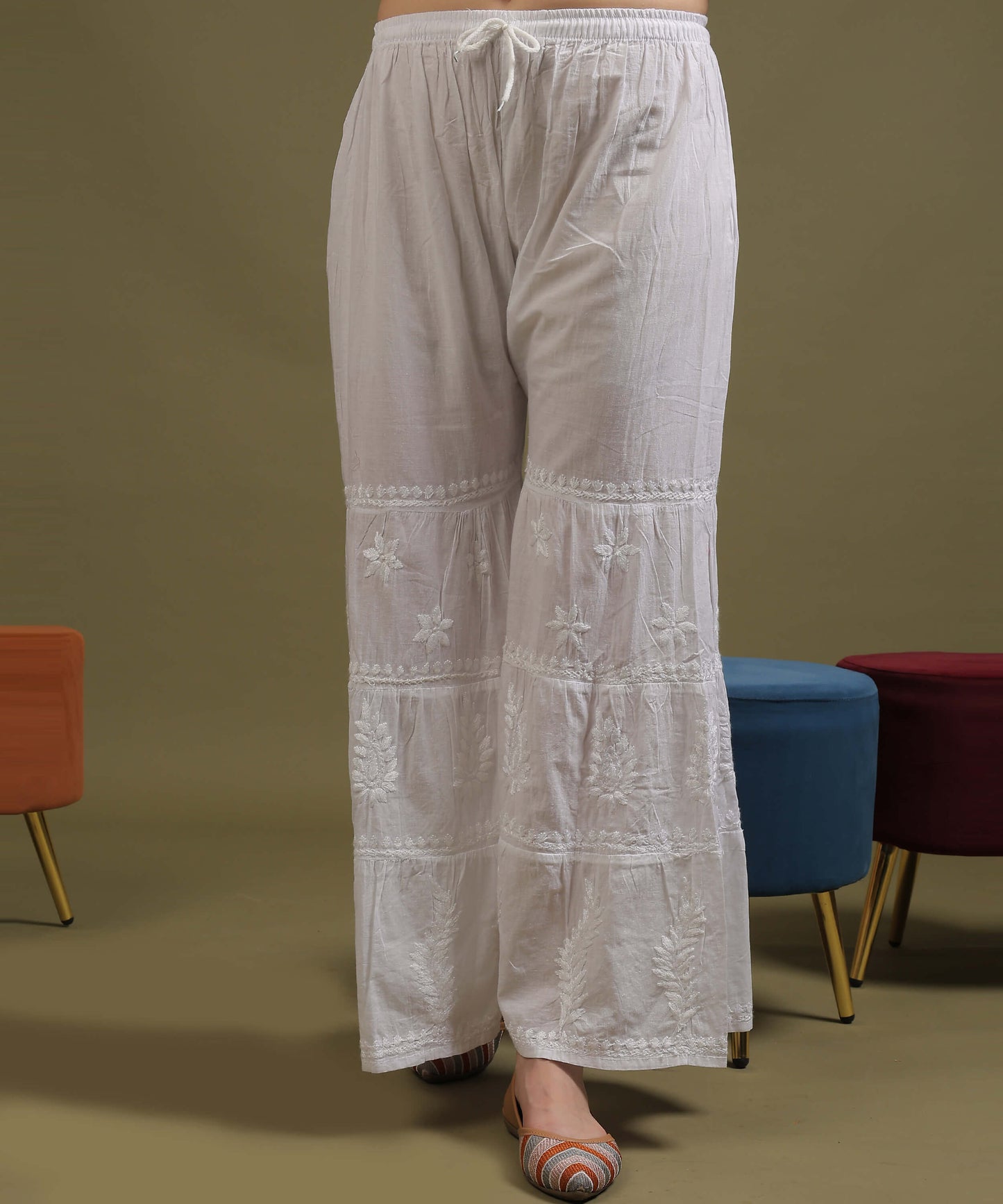 NEA Chikankari Cotton Three Layer Gharara