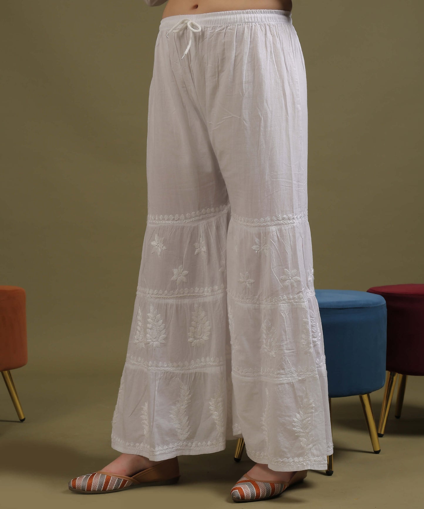 NEA Chikankari Cotton Three Layer Gharara