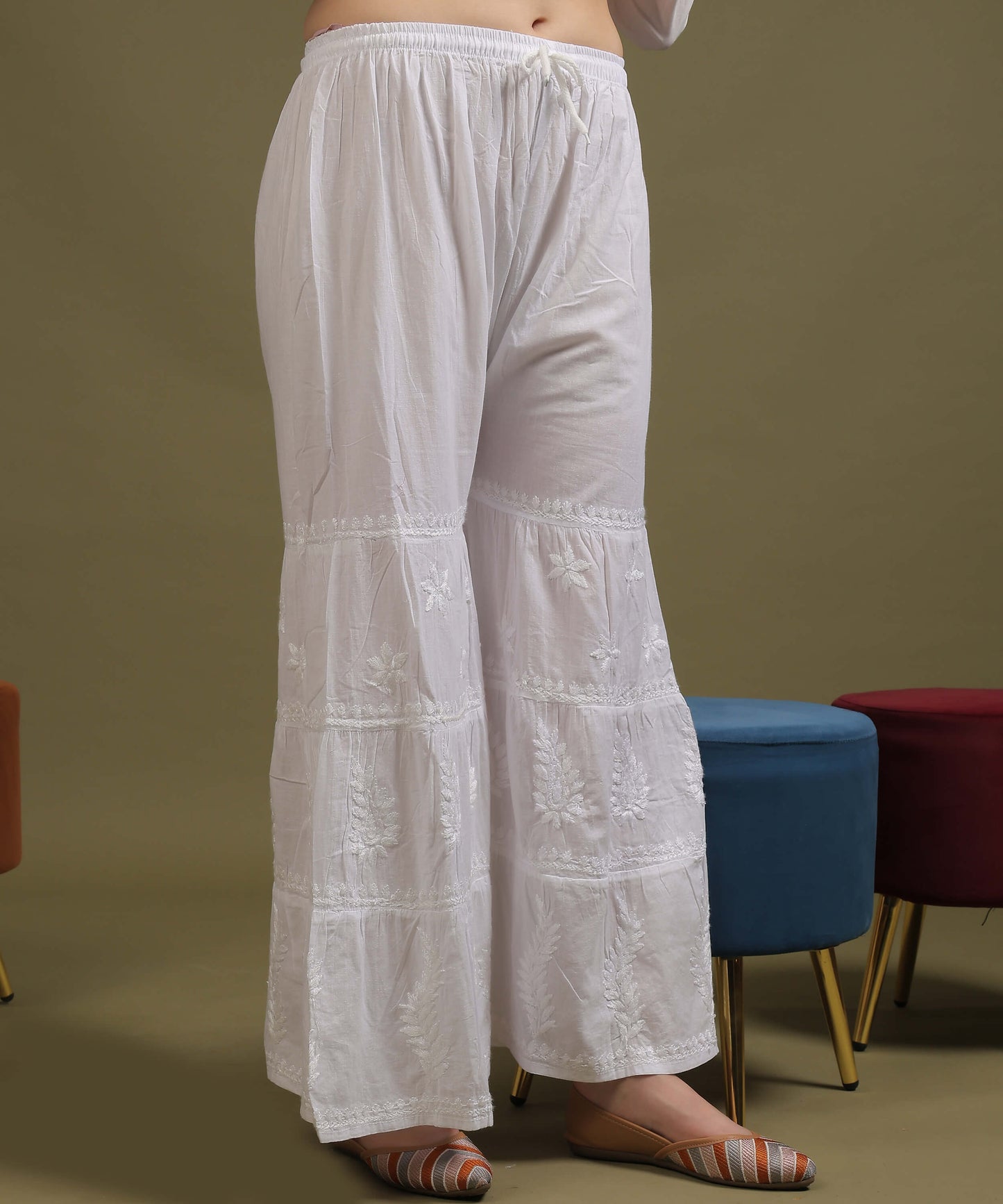 NEA Chikankari Cotton Three Layer Gharara