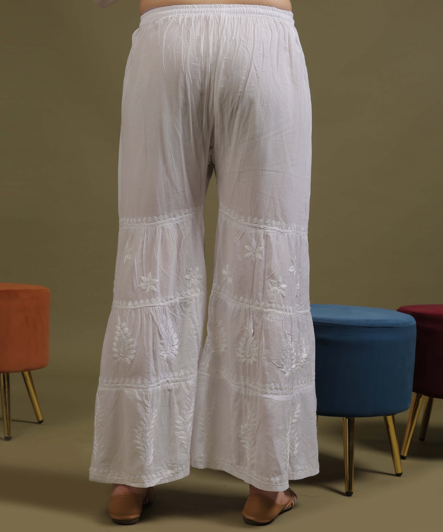 NEA Chikankari Cotton Three Layer Gharara