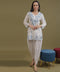 NEA Chikankari White Cotton Short Top With Shaded Blue Embroidery