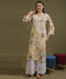 NEA Chikankari Mulmul Printed Yellow Kurta With White Embroidery