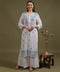 NEA Chikankari White Cotton Kurti With Blue Embroidery