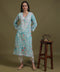 NEA Chikankari Mulmul Printed Sky Blue Kurta With White Embroidery