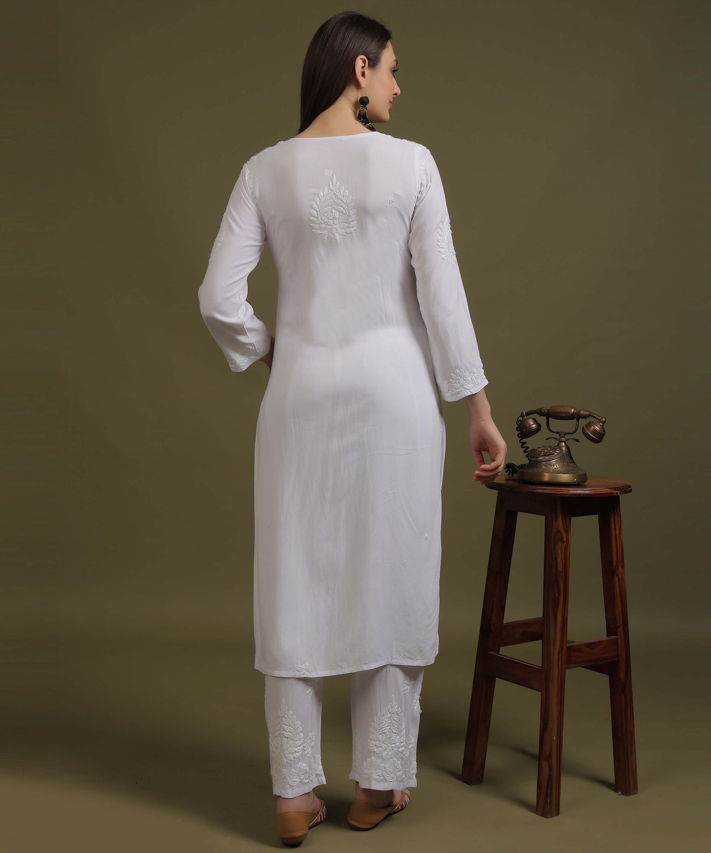 NEA Chikankari Handcrafted Rayon Palazzo Set - White