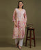 NEA Chikankari Mulmul Printed Peach Kurta With White Embroidery