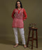 NEA Chikankari Red Georgette Short Kurti With White Embroidery