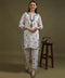 NEA Chikankari White Rayon Co-ord Set With Black Embroidery