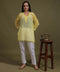 NEA Chikankari Yellow Georgette Short Kurti With White Embroidery