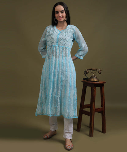 NEA Chikankari White Lycra Cigerette Pant WIth Laces