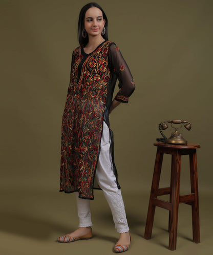 NEA Chikankari Multicolour Jaalwork Kurti