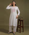 NEA Chikankari White Neckwork Rayon Palazzo Set With Baby Pink Embroidery
