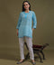 NEA Chikankari Sky Blue Georgette Short Kurti With White Embroidery