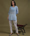 NEA Chikankari Ice Blue Georgette Short Kurti With White Embroidery