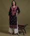 NEA Chikankari Black Cotton Kurti With Shaded Pink Embroidery