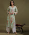 NEA Chikankari Mulmul Printed Green Kurta With White Embroidery