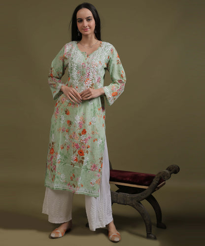 NEA Chikankari Plus Size White Rayon Palazzo