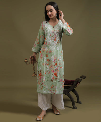 NEA Chikankari Plus Size White Rayon Palazzo