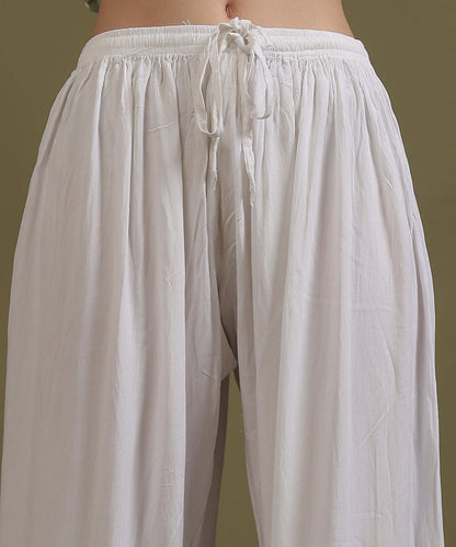 NEA Chikankari Plus Size White Rayon Palazzo