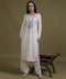 NEA Chikankari White Neckwork Rayon Palazzo Set With Blue Embroidery