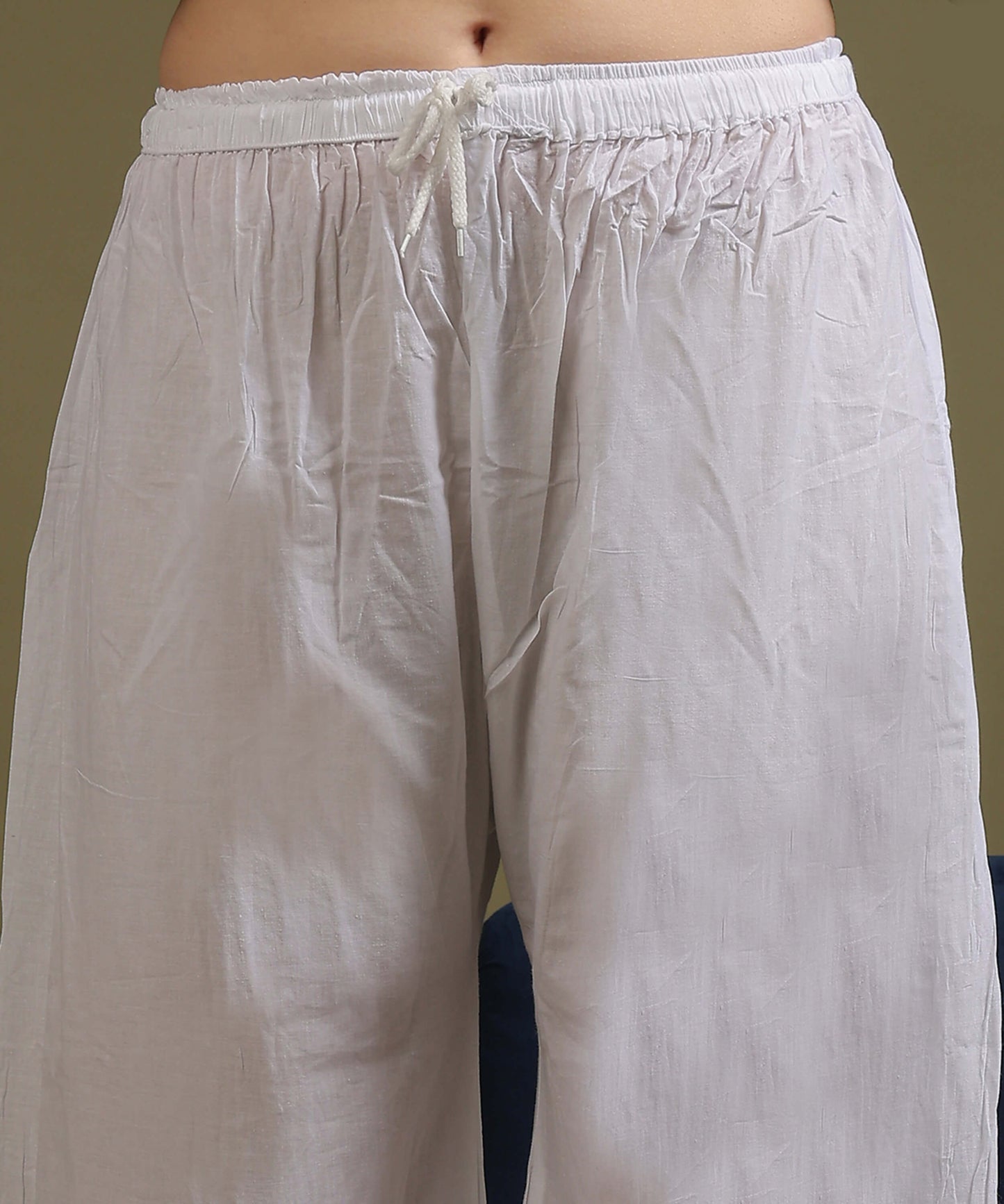 NEA Chikankari White Cotton Palazzo