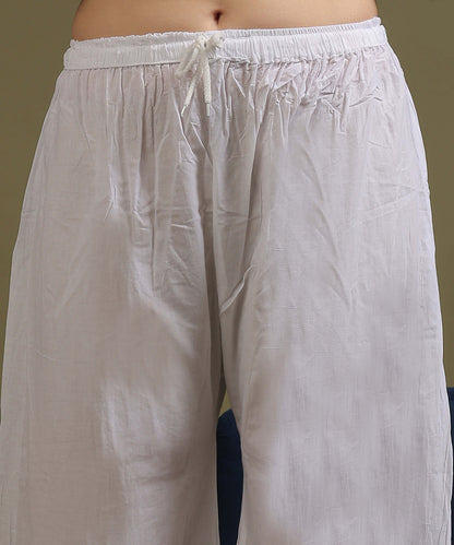 NEA Chikankari White Cotton Palazzo