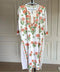 Mehram — Lucknowi Chikankari White Rayon Kurti with Shaded Orange and Green Embroidery